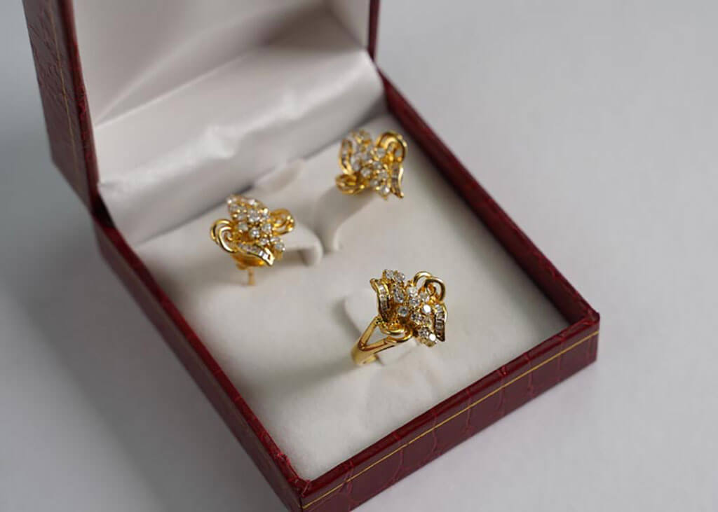 Gold earrings and ring set