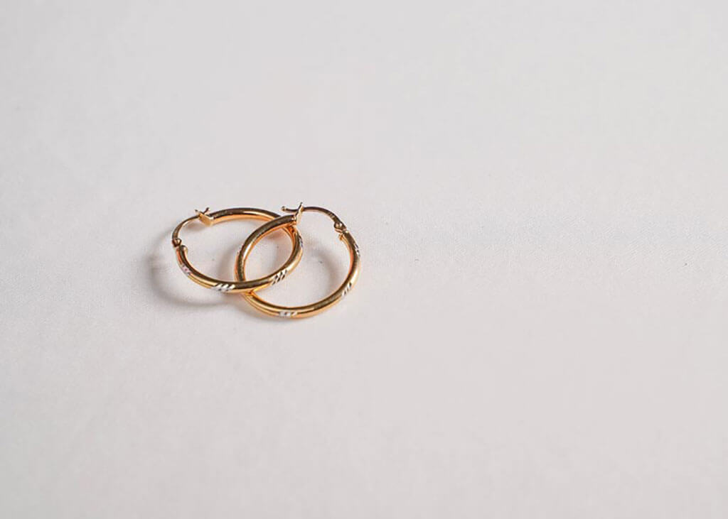 Gold and white gold mini hoop earrings