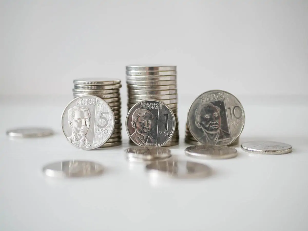 a close up shot of philippine coins