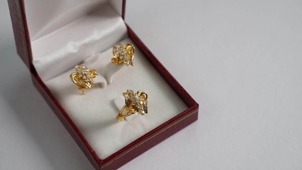 Gold earrings and ring set